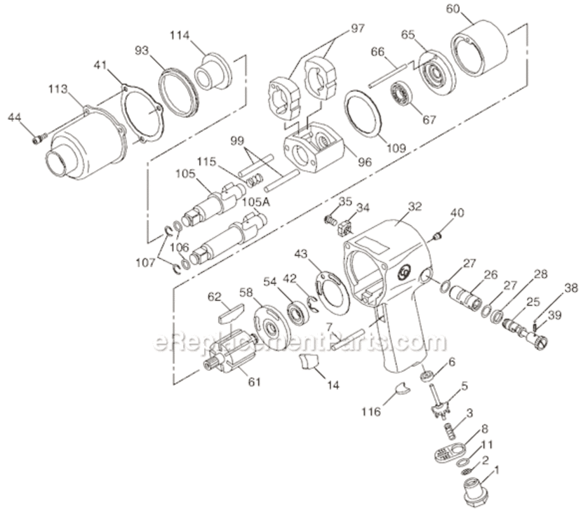 Page A Diagram and Parts List for CP7733-2 8941077332 Chicago Pneumatic Wrench